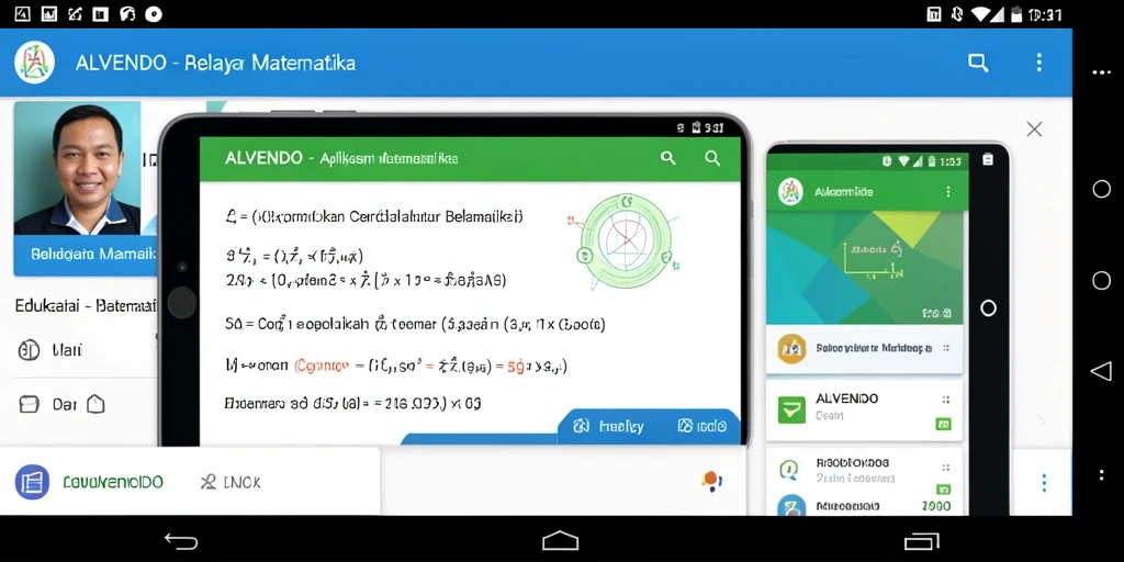 Screenshot aplikasi ALVENDO menampilkan antarmuka Belajar Matematika yang interaktif.