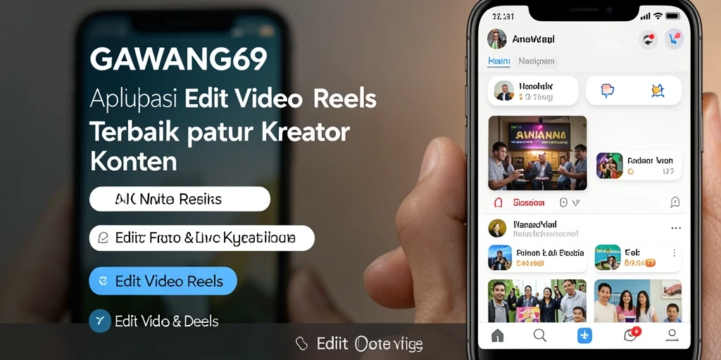 Antarmuka aplikasi GAWANG69 untuk edit video reels yang menarik.