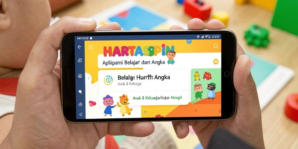Antarmuka HARTASPIN yang menarik untuk Belajar Huruf Angka.