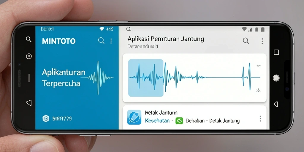 Tampilan antarmuka aplikasi MINTOTO untuk pemantauan detak jantung.