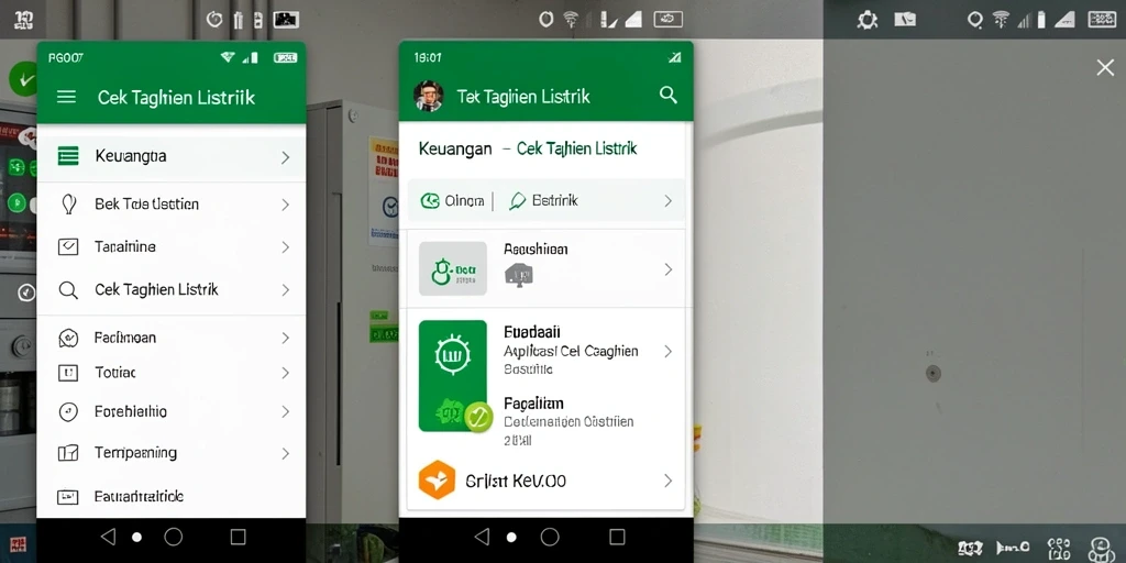 Tampilan antarmuka aplikasi PRG007 untuk cek tagihan listrik.