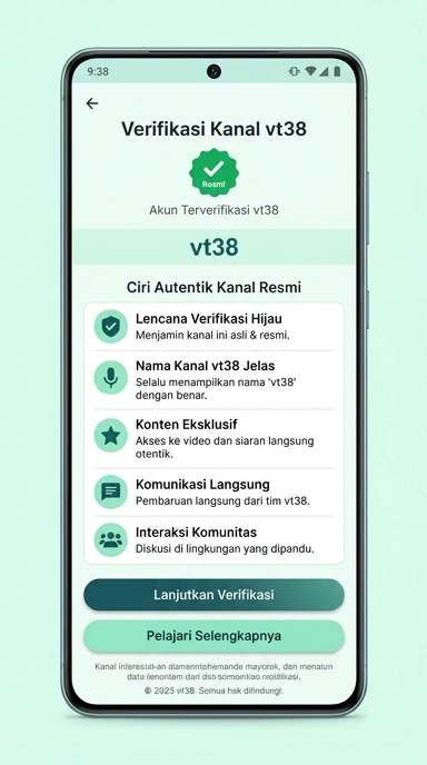 Tampilan kanal resmi vt38